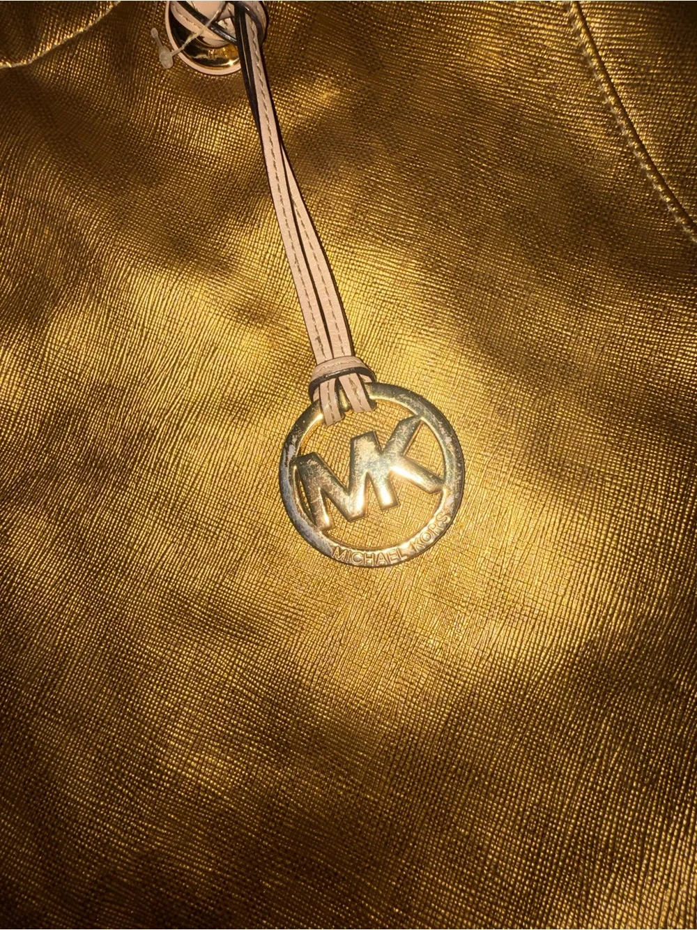 Michael Kors Gold Tote with Pale Pink Straps